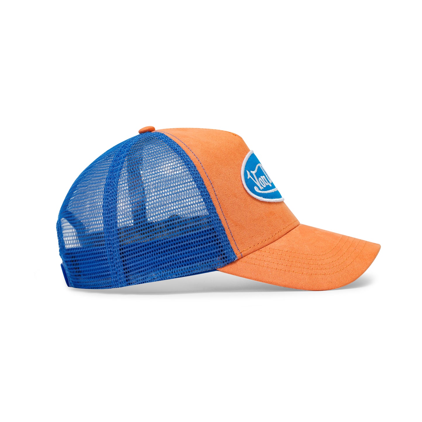 Suede Trucker Hat - Orange and Blue