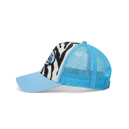 Zebra Trucker Hat - Blue