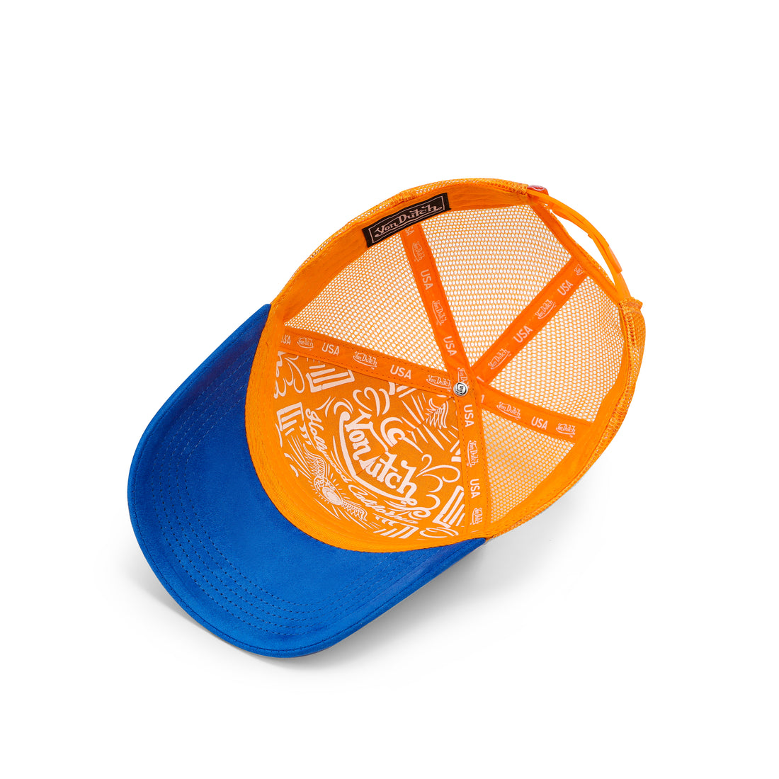 Suede Trucker Hat - Blue and Orange