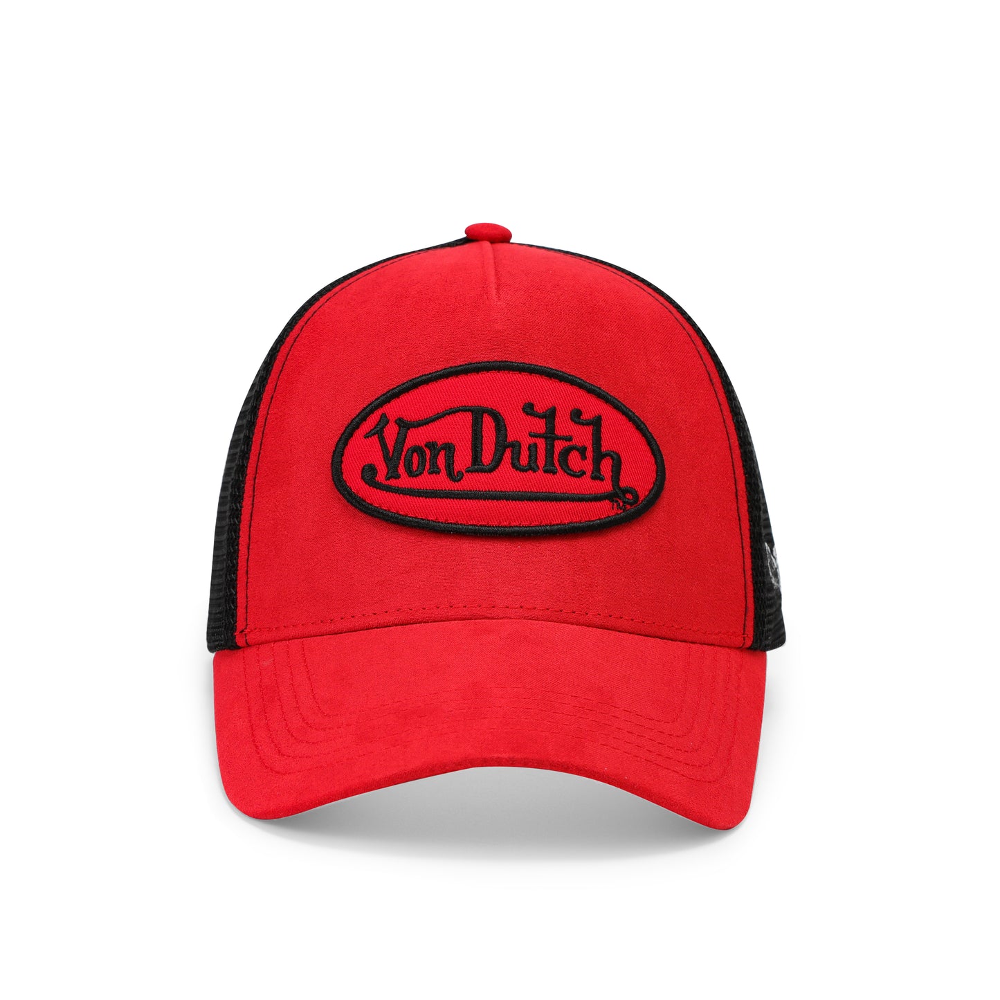 Suede Trucker Hat - Red and Black