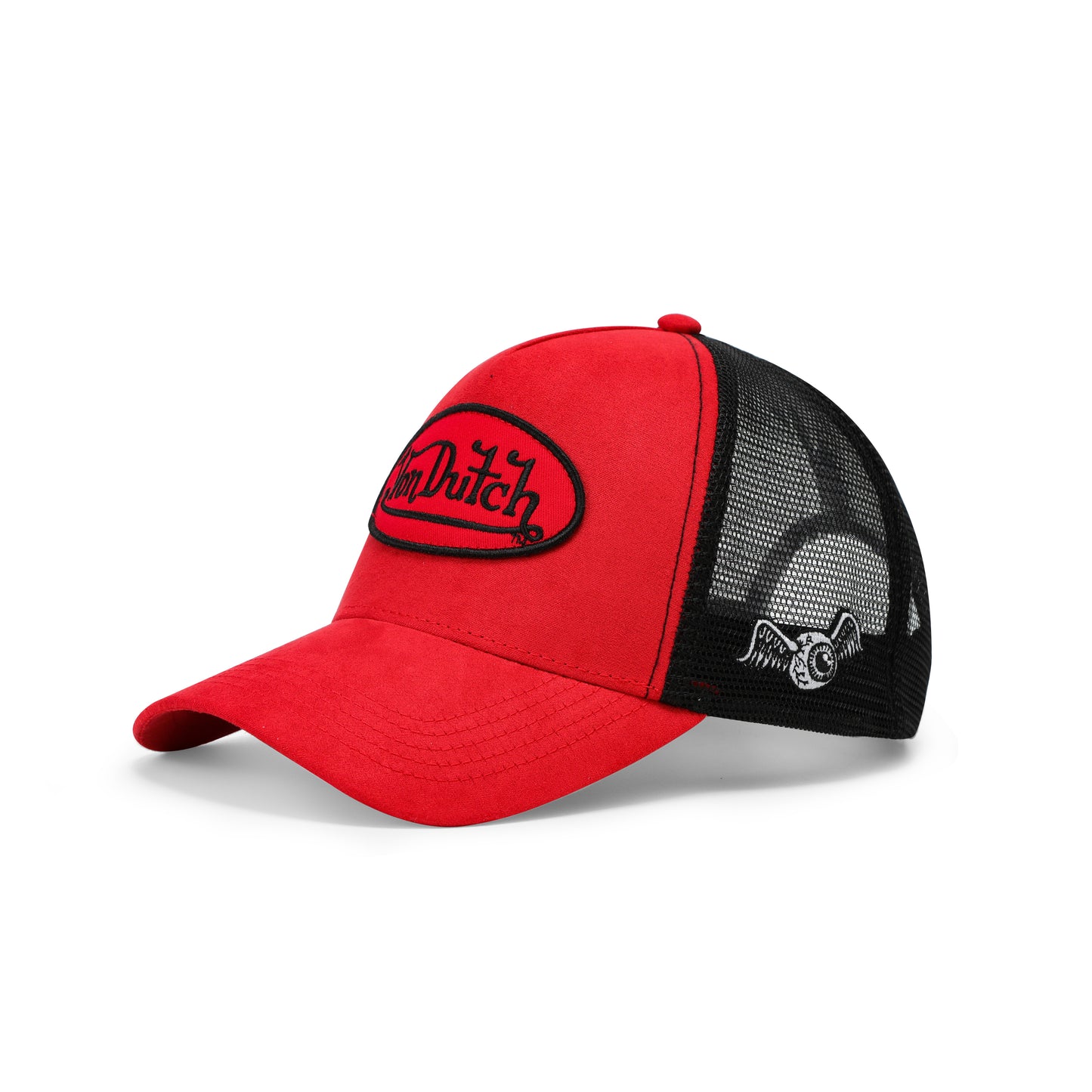 Suede Trucker Hat - Red and Black