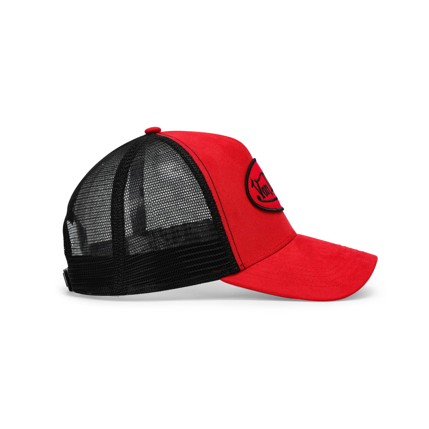 Suede Trucker Hat - Red and Black