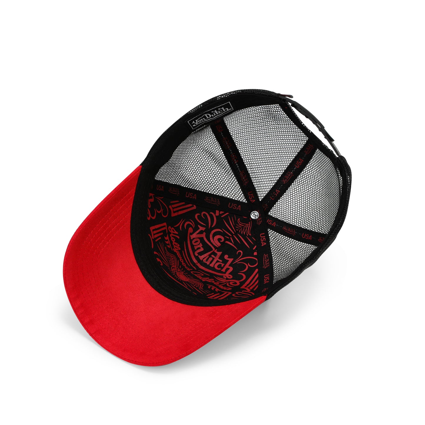 Suede Trucker Hat - Red and Black