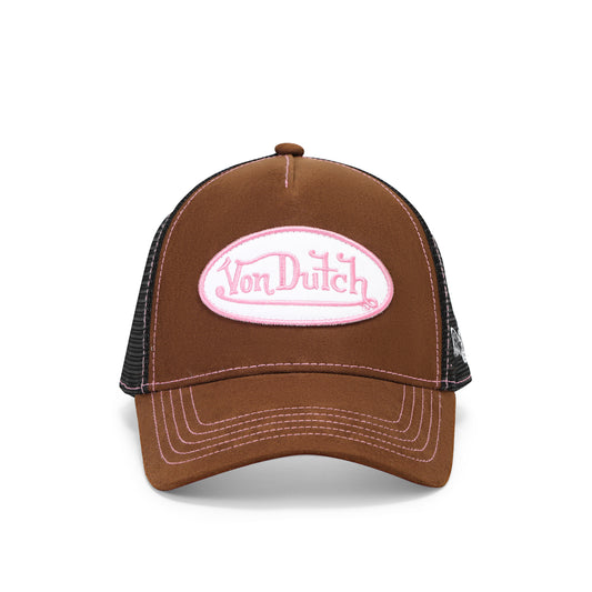 Suede Trucker Hat - Brown and Pink