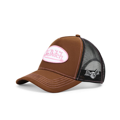 Suede Trucker Hat - Brown and Pink