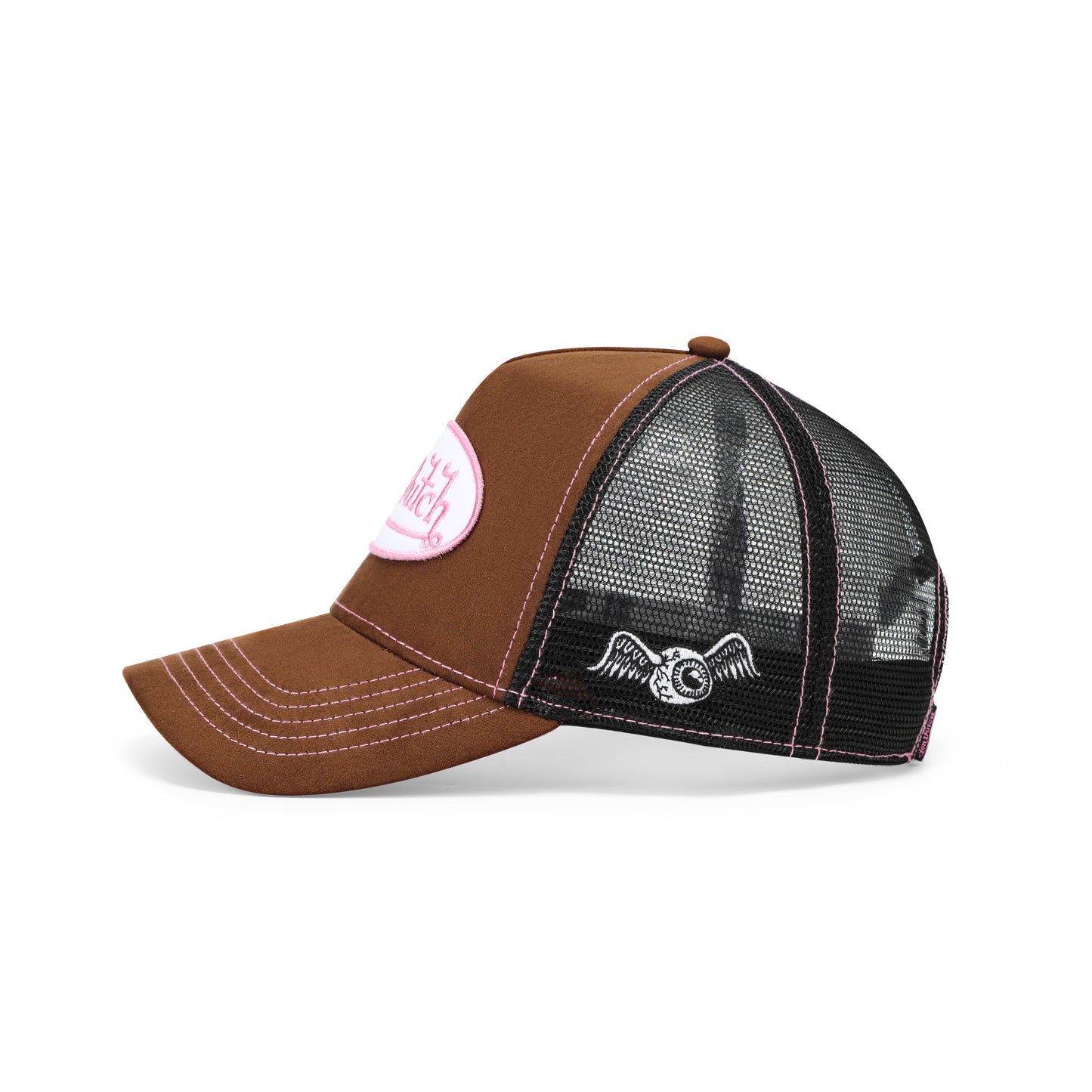 Suede Trucker Hat - Brown and Pink