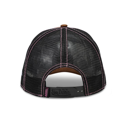 Suede Trucker Hat - Brown and Pink