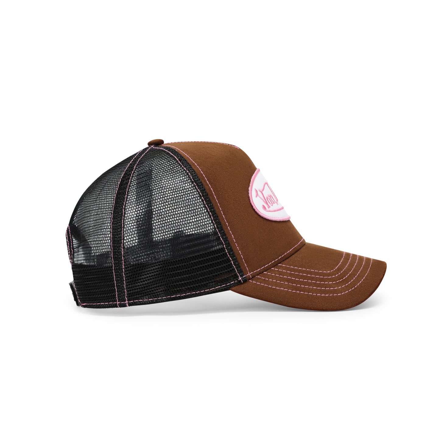 Suede Trucker Hat - Brown and Pink