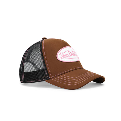 Suede Trucker Hat - Brown and Pink