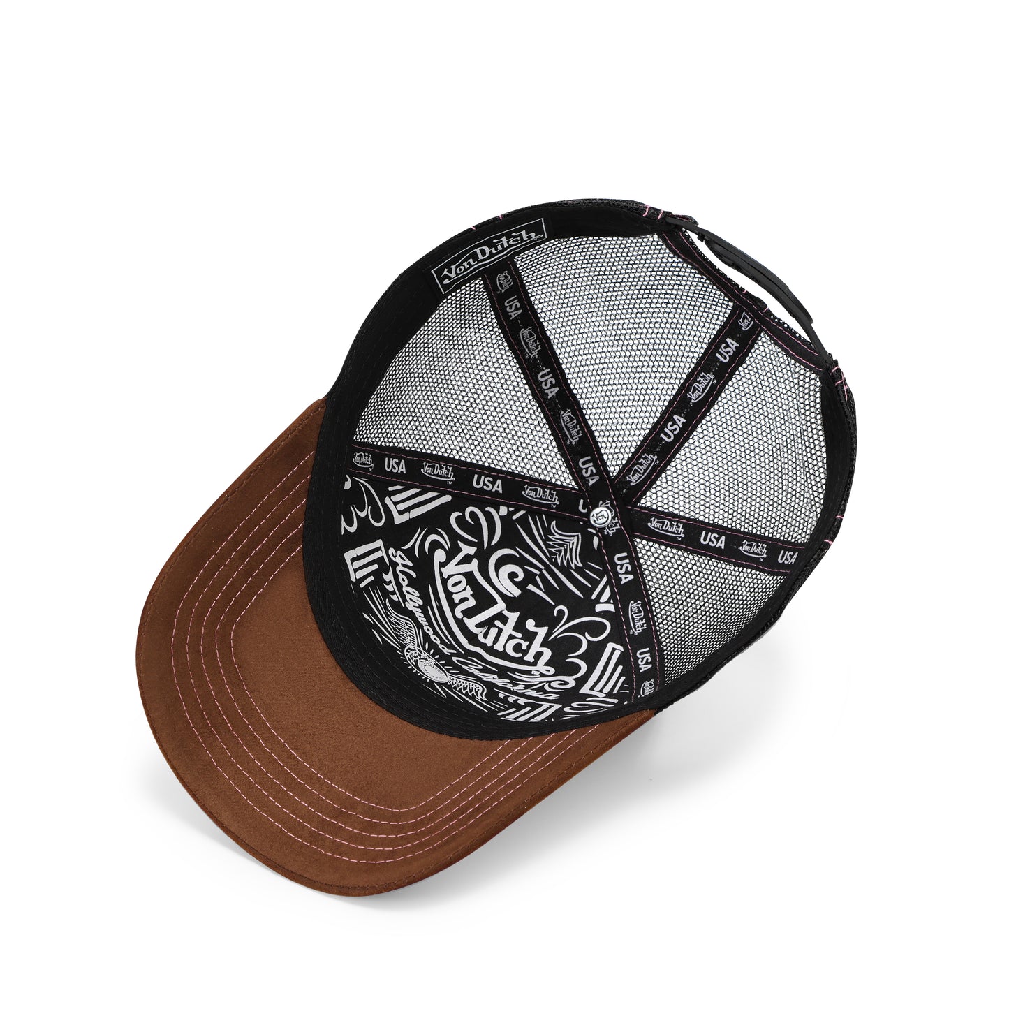 Suede Trucker Hat - Brown and Pink