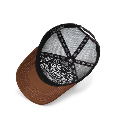 Suede Trucker Hat - Brown and Pink