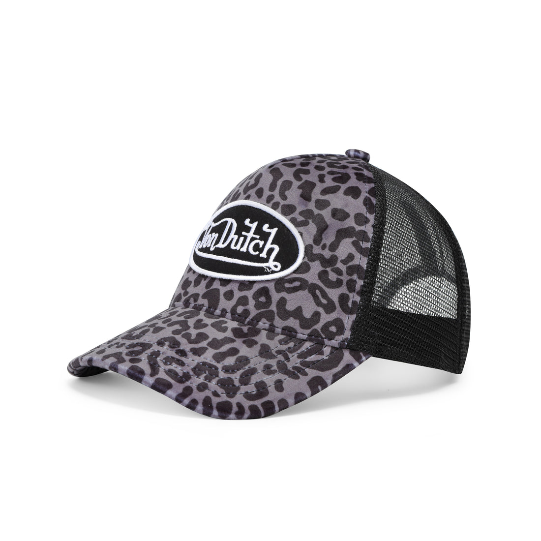 Grey Cheetah Velvet Trucker Hat — image 4