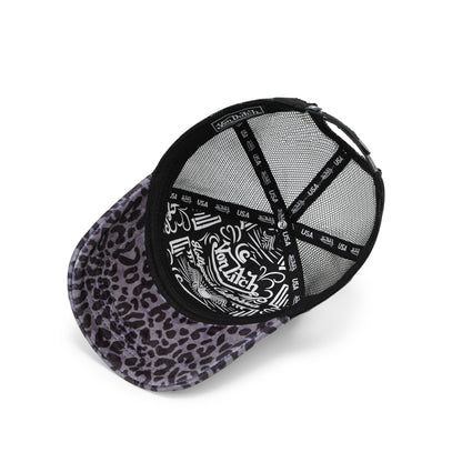 Grey Cheetah Velvet Trucker Hat