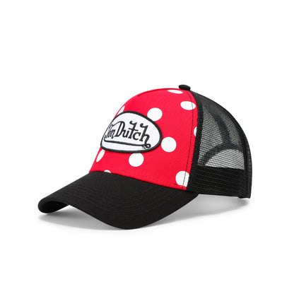 Polka Dot Trucker Hat - Cherry