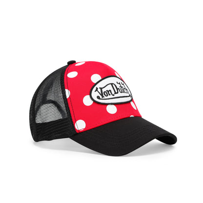 Polka Dot Trucker Hat - Cherry