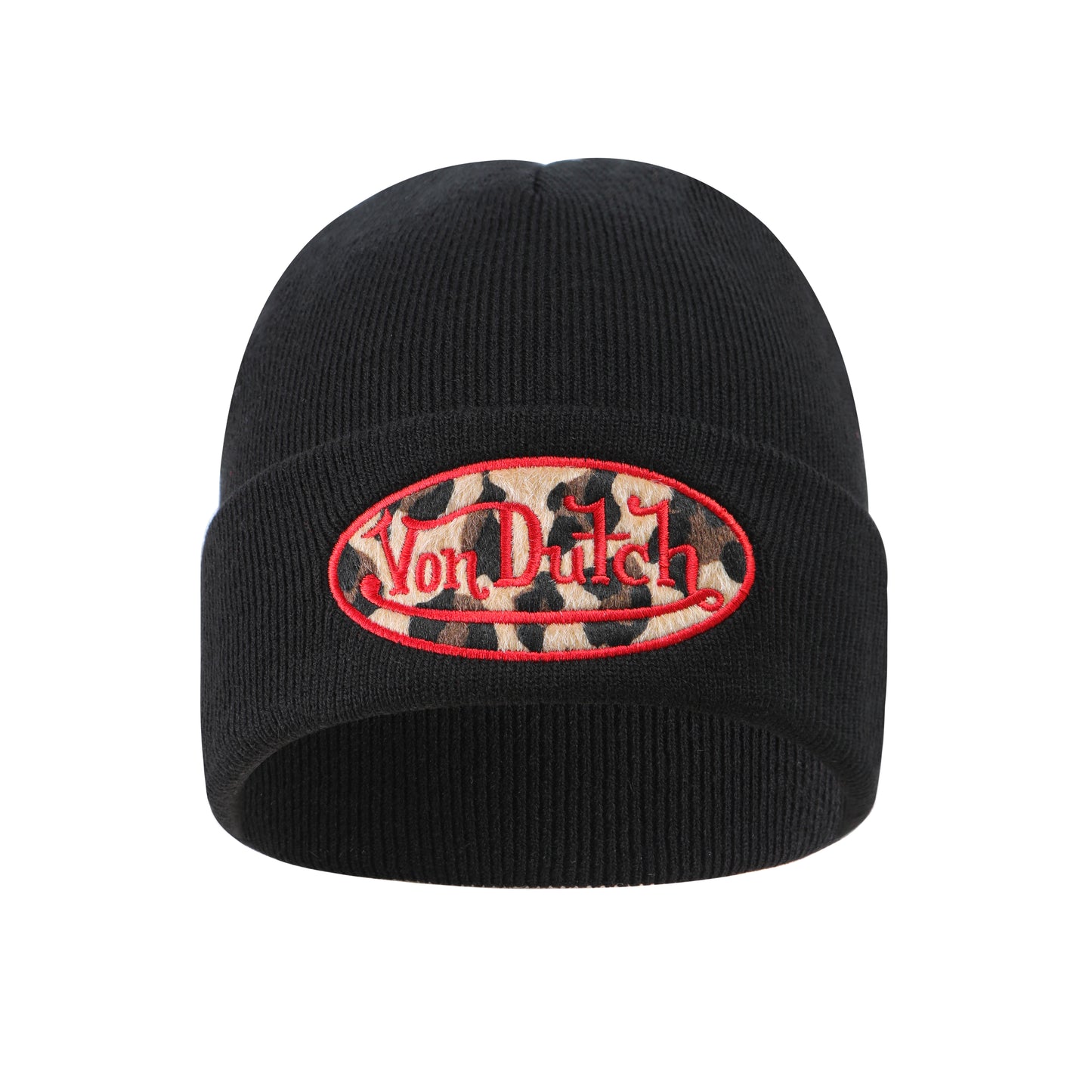 Red Leopard Patch Beanie