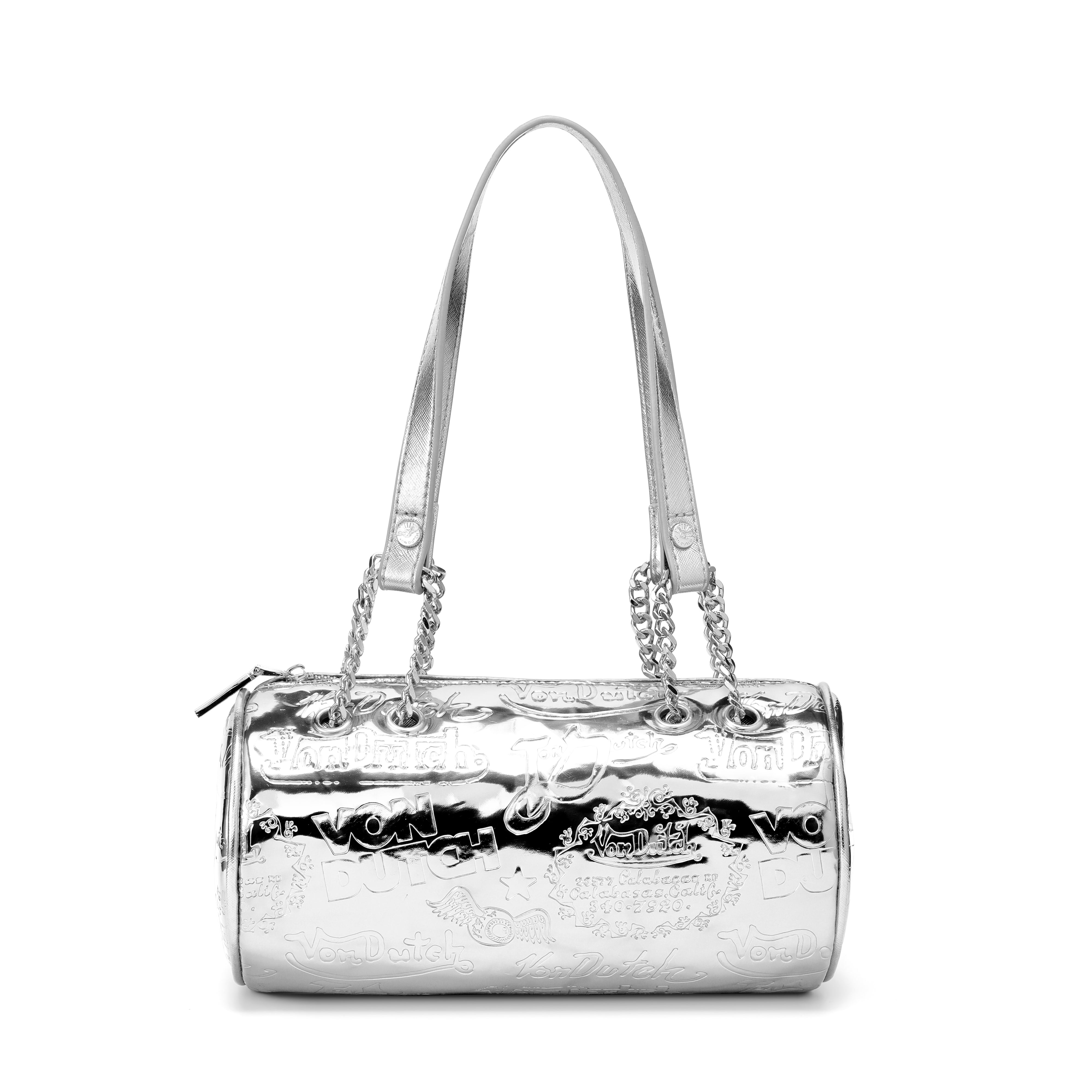 Barrel Bag - All Over Print Silver Metallic | Von Dutch