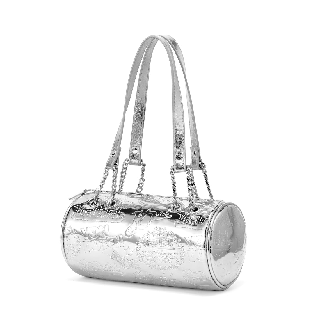 Barrel Bag - All Over Print Silver Metallic