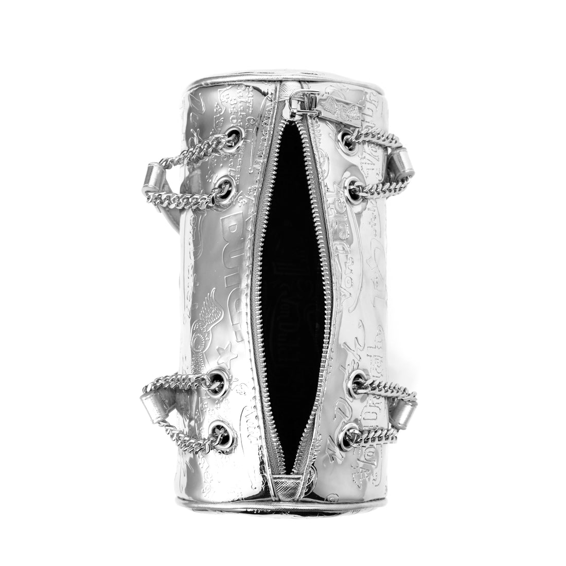 Barrel Bag - All Over Print Silver Metallic