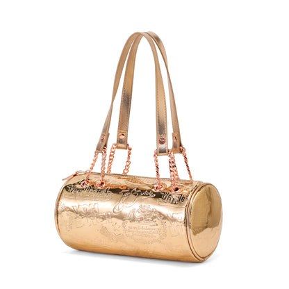 Barrel Bag - All Over Print Rose Gold Metallic