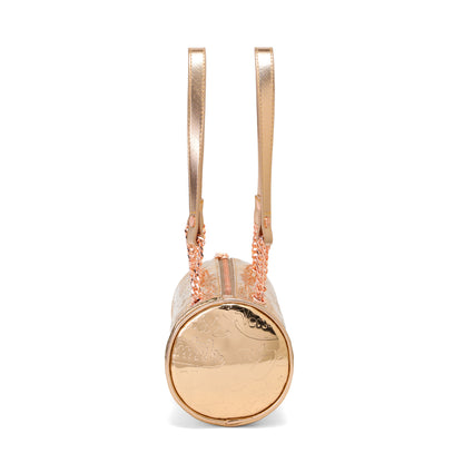 Barrel Bag - All Over Print Rose Gold Metallic