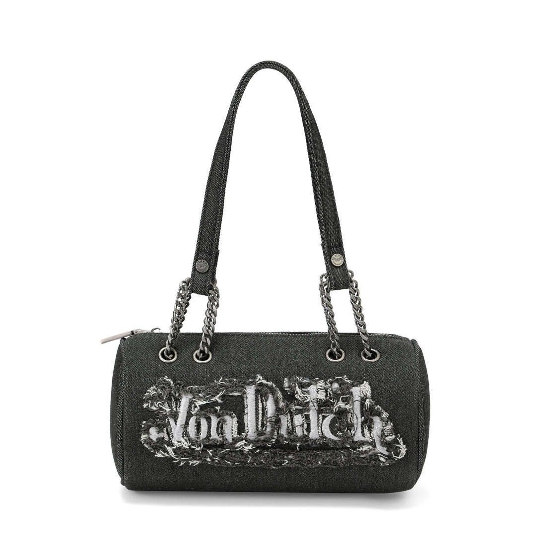 Barrel Bag - Long Barrel Black Distressed Denim — image 1