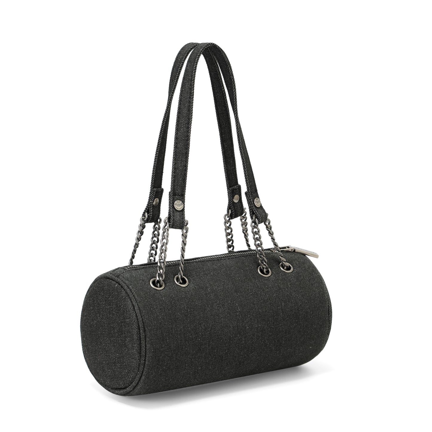 Barrel Bag - Long Barrel Black Distressed Denim