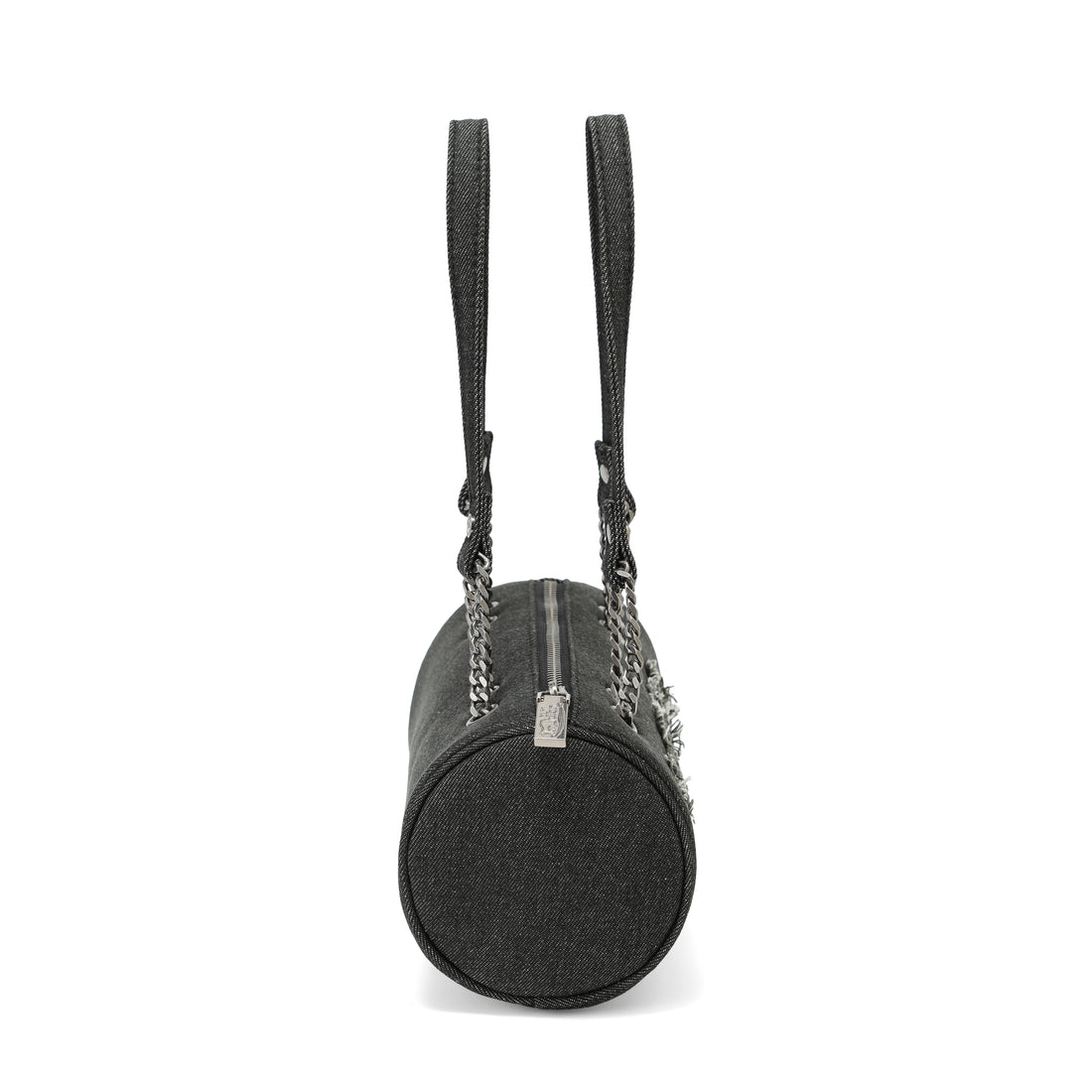Barrel Bag - Long Barrel Black Distressed Denim — image 7