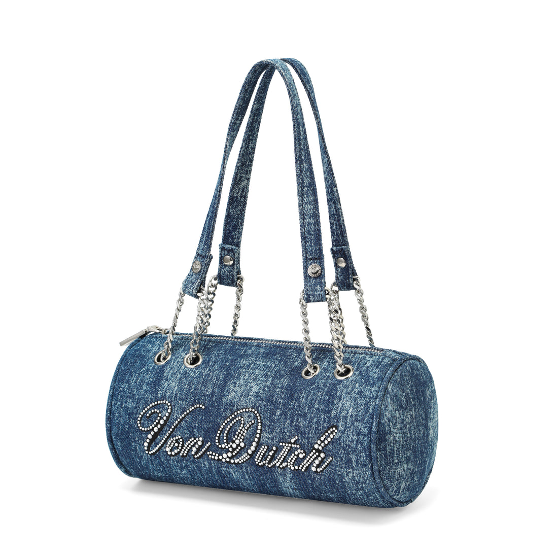 Barrel Bag - Long Barrel Blue Denim Rhinestone — image 3