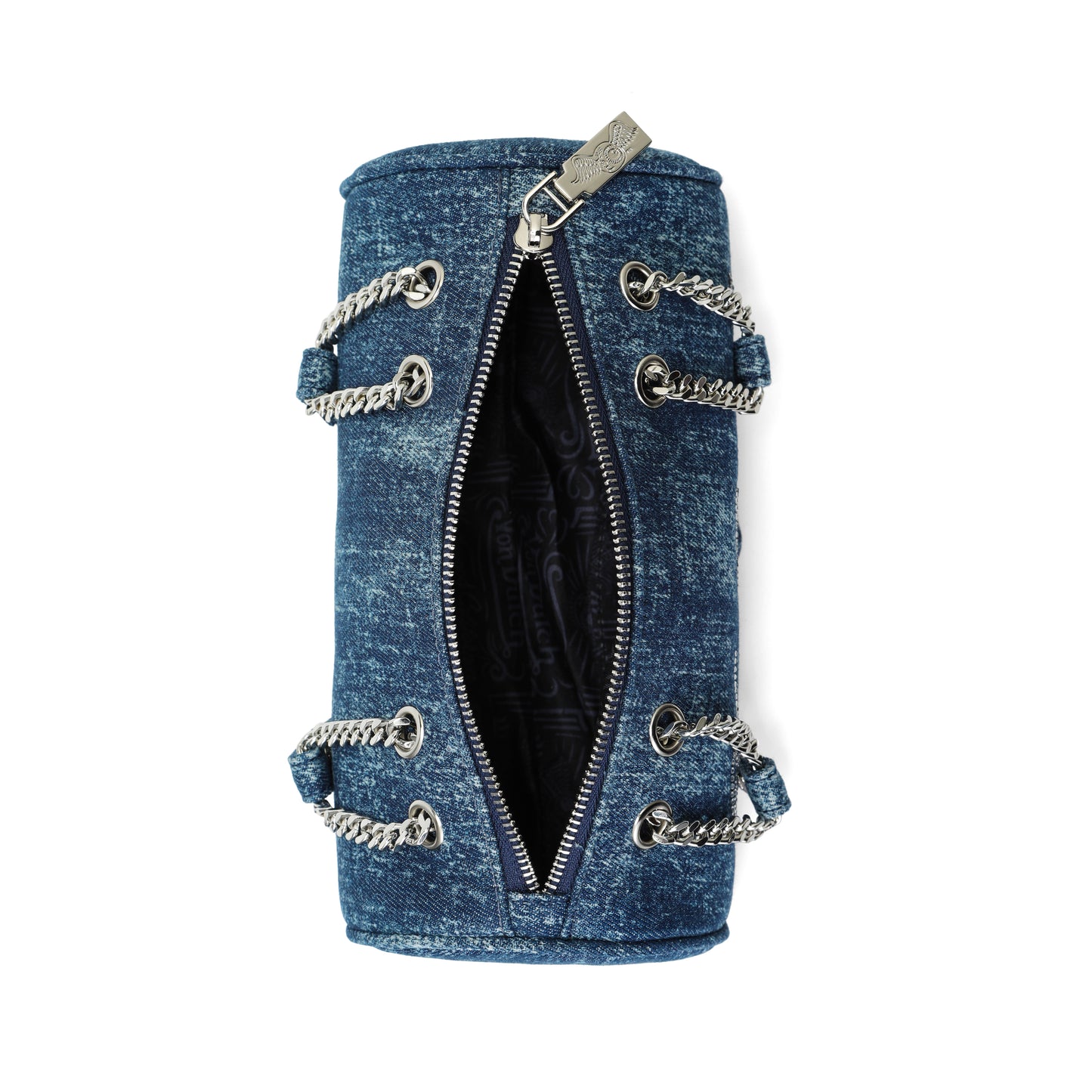 Barrel Bag - Long Barrel Blue Denim Rhinestone