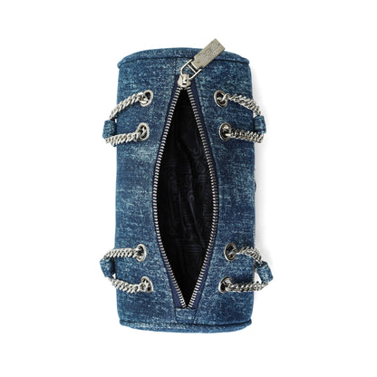 Barrel Bag - Long Barrel Blue Denim Rhinestone