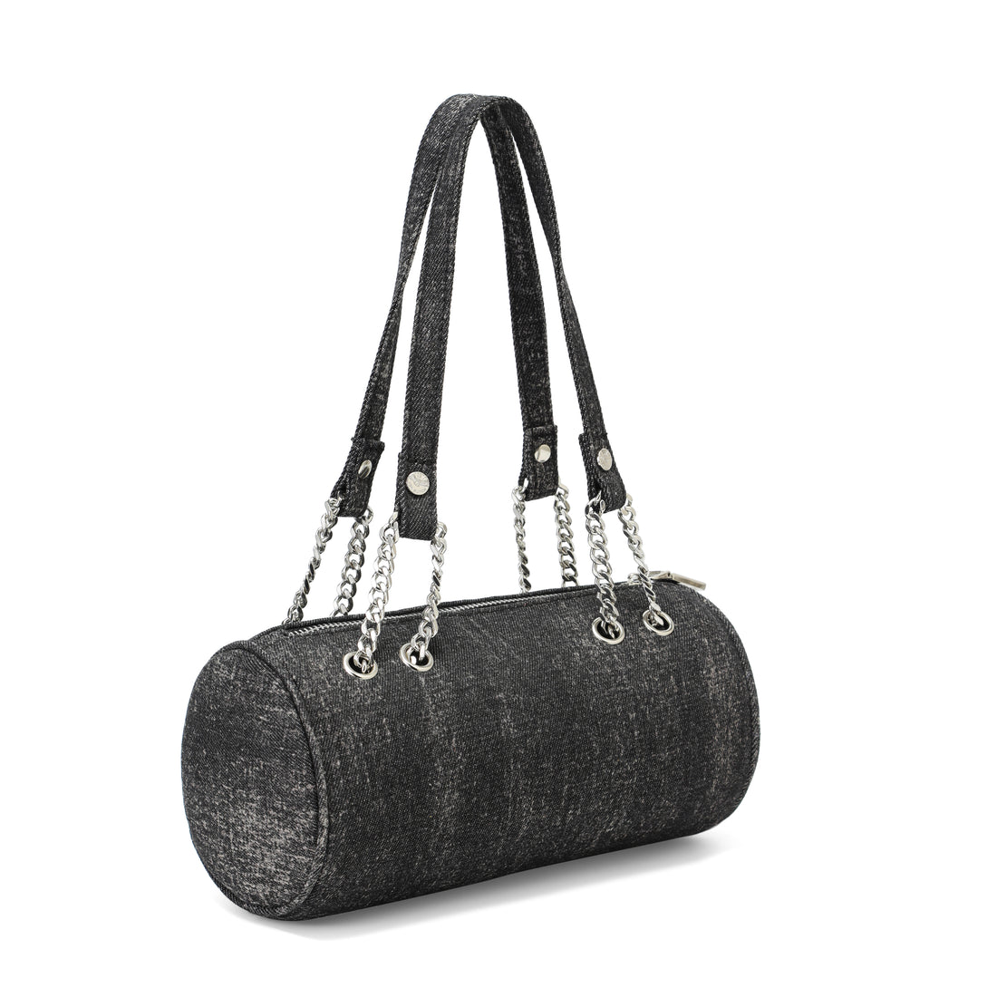Barrel Bag - Long Barrel Black Denim Rhinestone — image 5