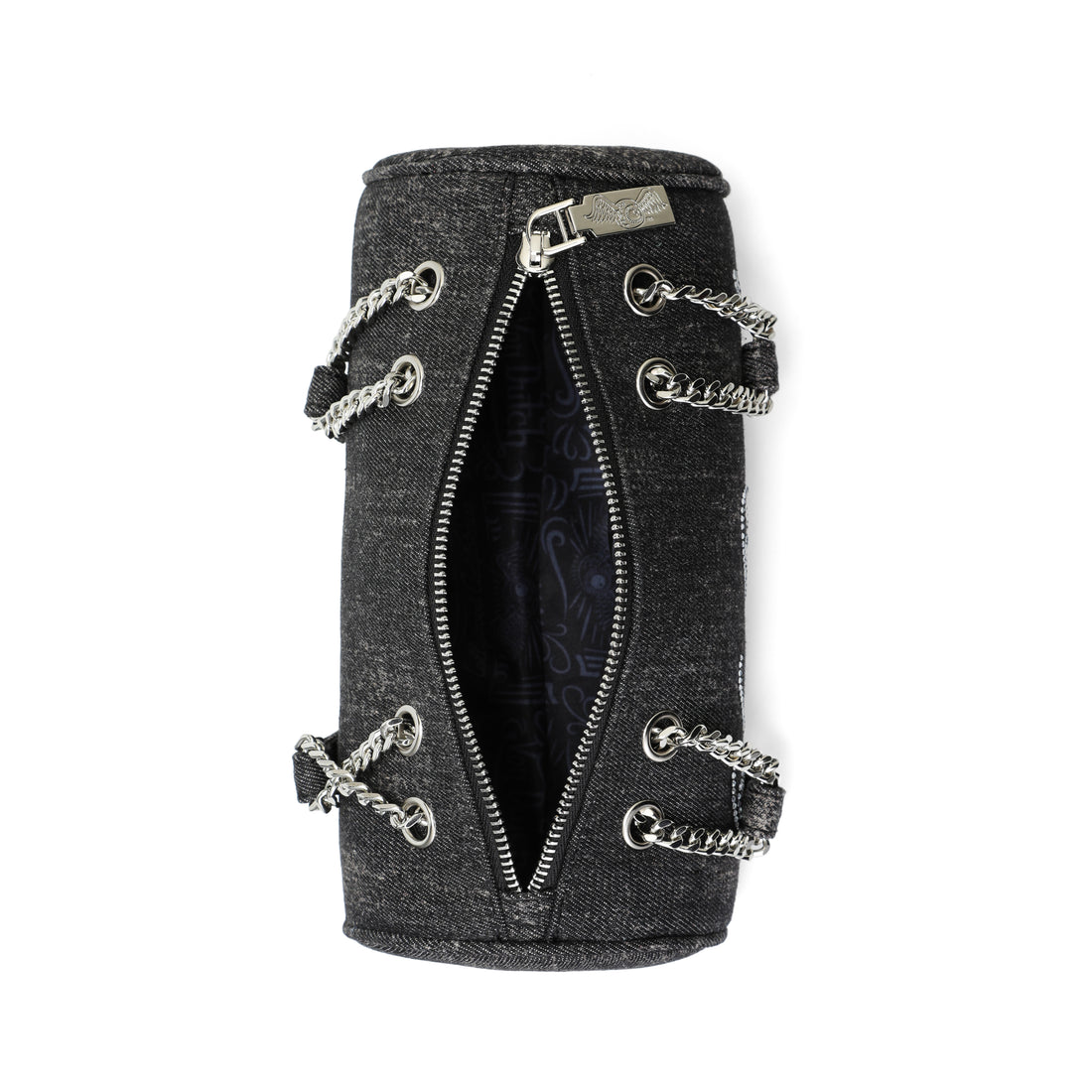Barrel Bag - Long Barrel Black Denim Rhinestone — image 8