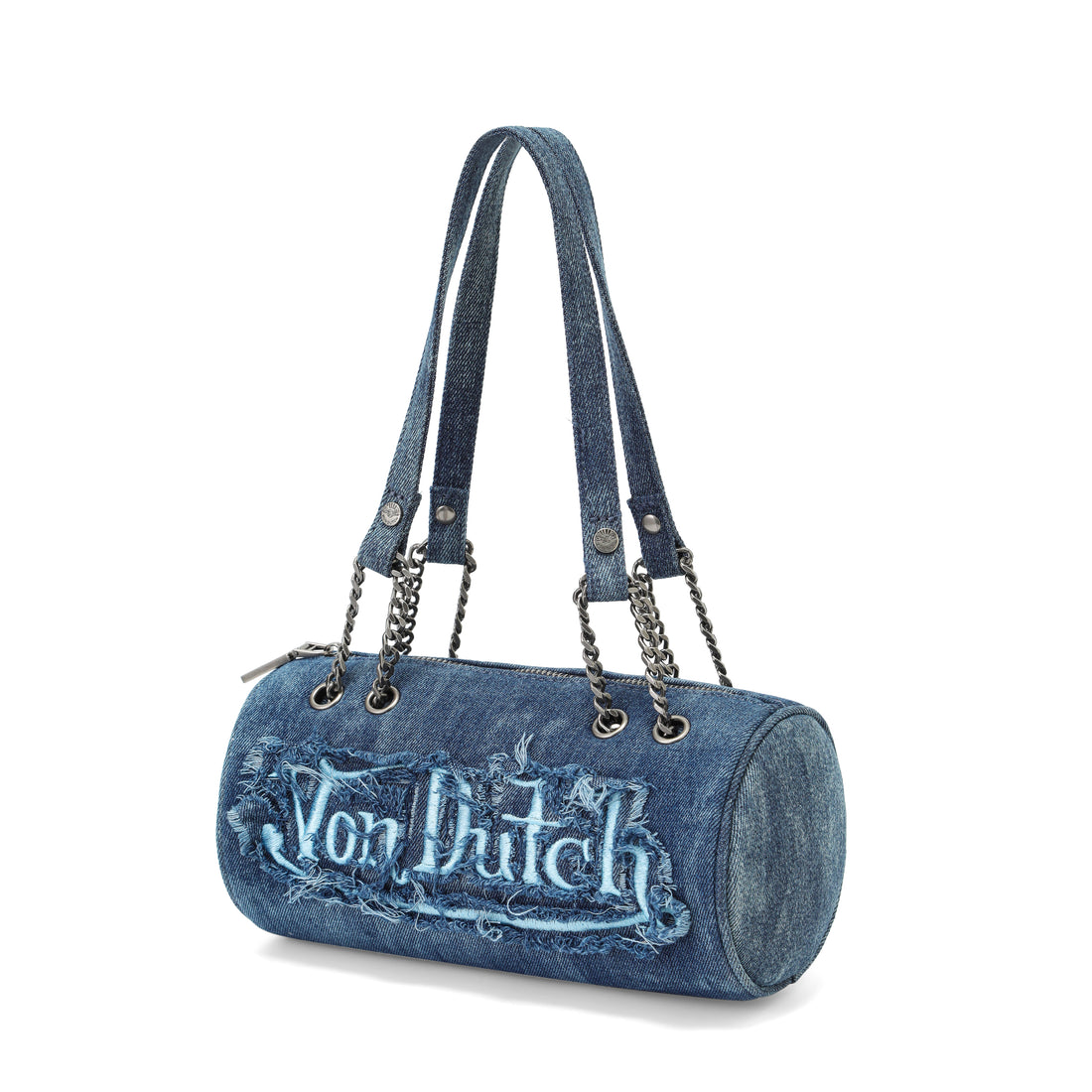 Barrel Bag - Long Barrel Blue Distressed Denim — image 3