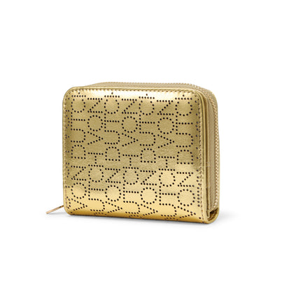 Dotted Monogram Zip-Up Wallet - GOLD