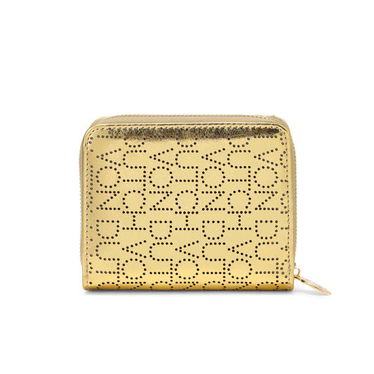 Dotted Monogram Zip-Up Wallet - GOLD