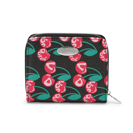 Cherry Zip-Up Wallet - Black