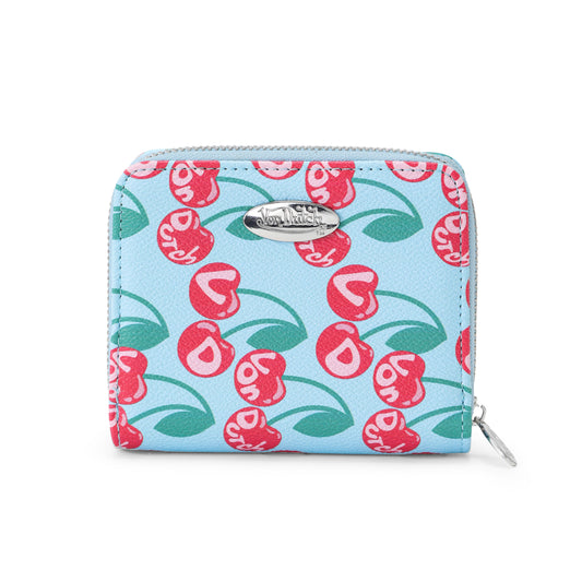 Cherry Zip-Up Wallet - Blue