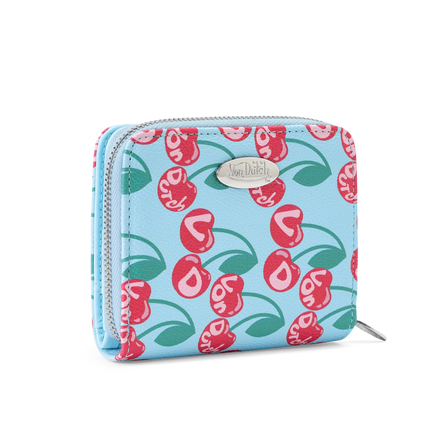 Cherry Zip-Up Wallet - Blue