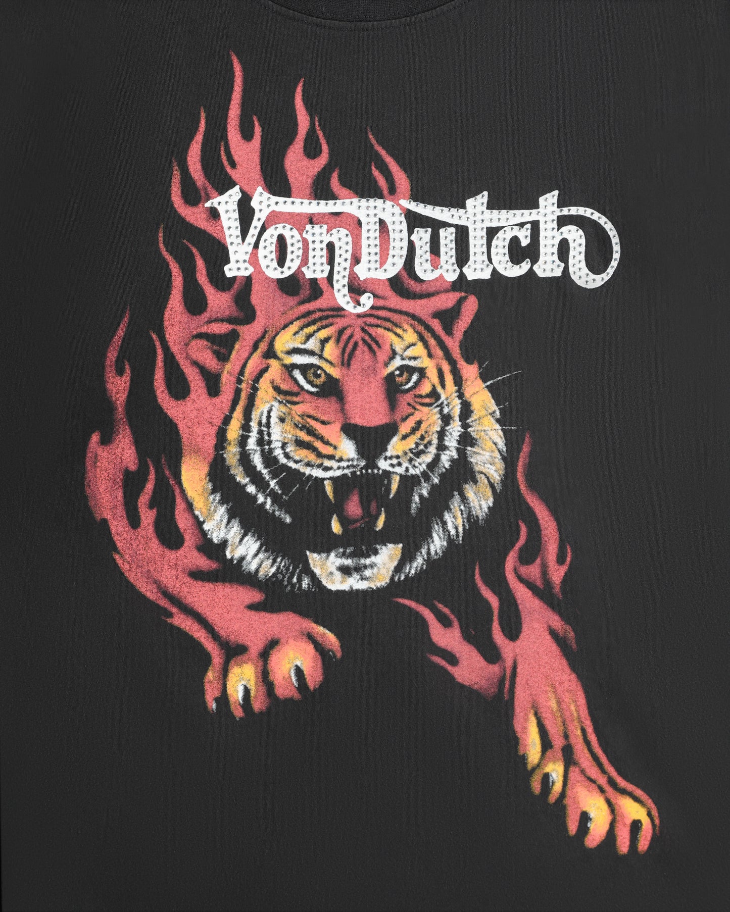 Rhinestone Tiger Tee - Black