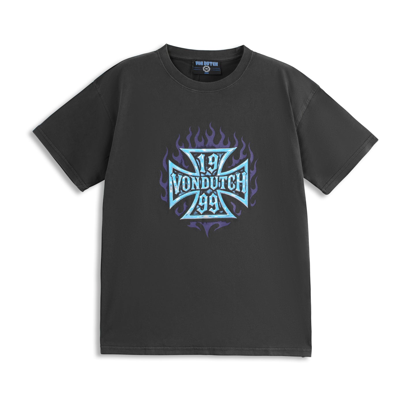Chopper Cross Flames Tee - Black