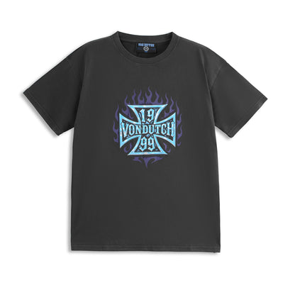 Chopper Cross Flames Tee - Black