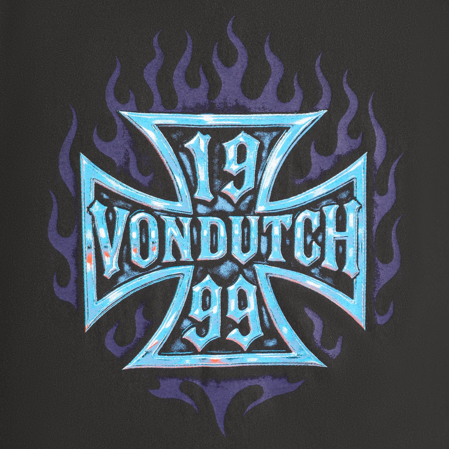 Chopper Cross Flames Tee - Black