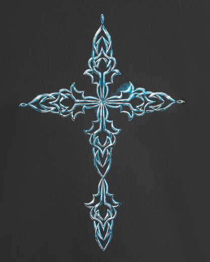 Chopper Cross Flames Tee - Black