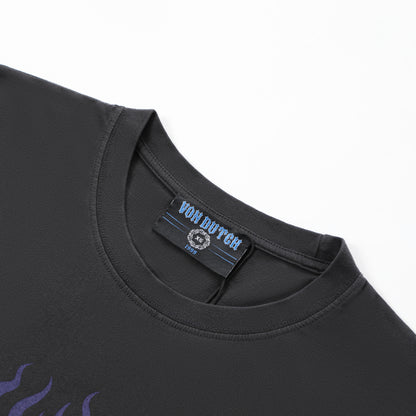 Chopper Cross Flames Tee - Black