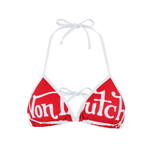 TWO TONE BIKINI TOP - RED WHITE