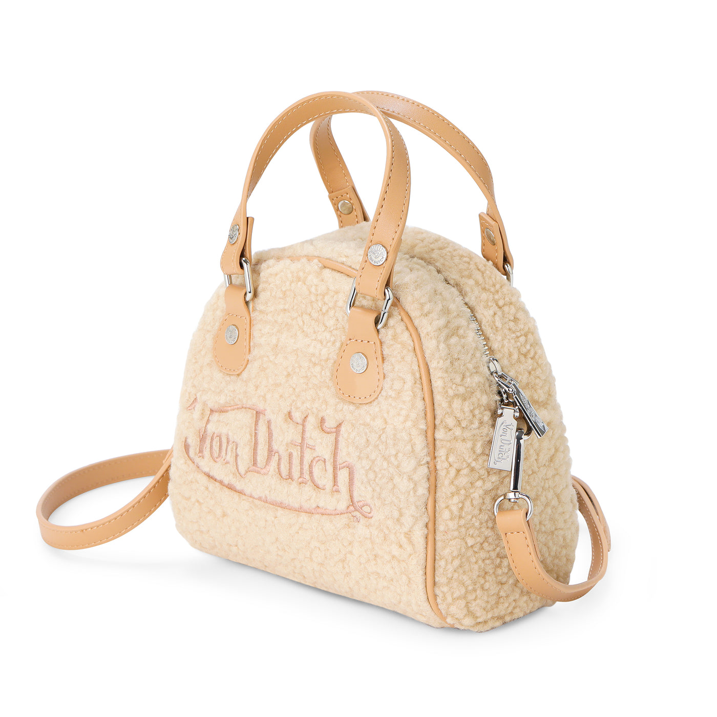 Von Dutch Beige Sherpa Bowling Bag