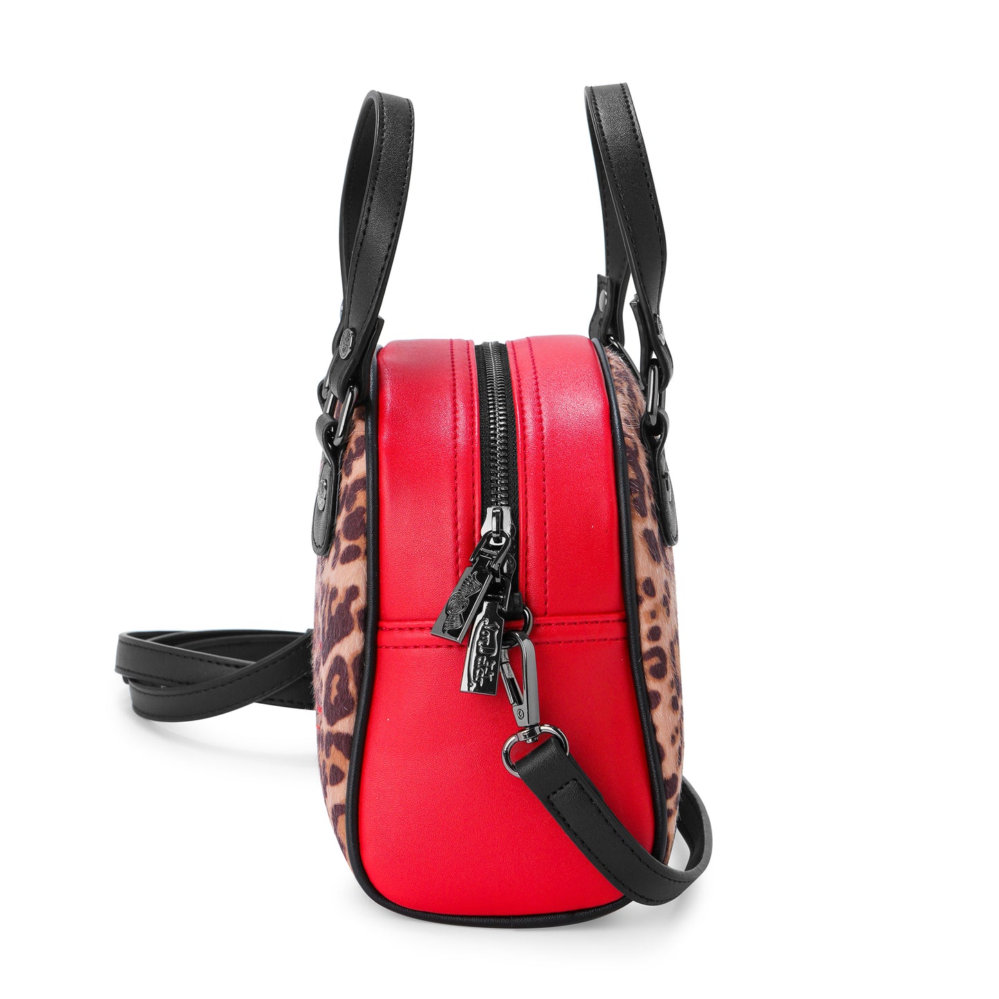 Red Leopard Vegan Pony Hair Bowling Bag