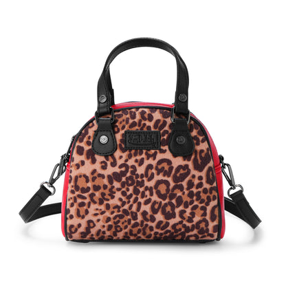 Red Leopard Vegan Pony Hair Bowling Bag