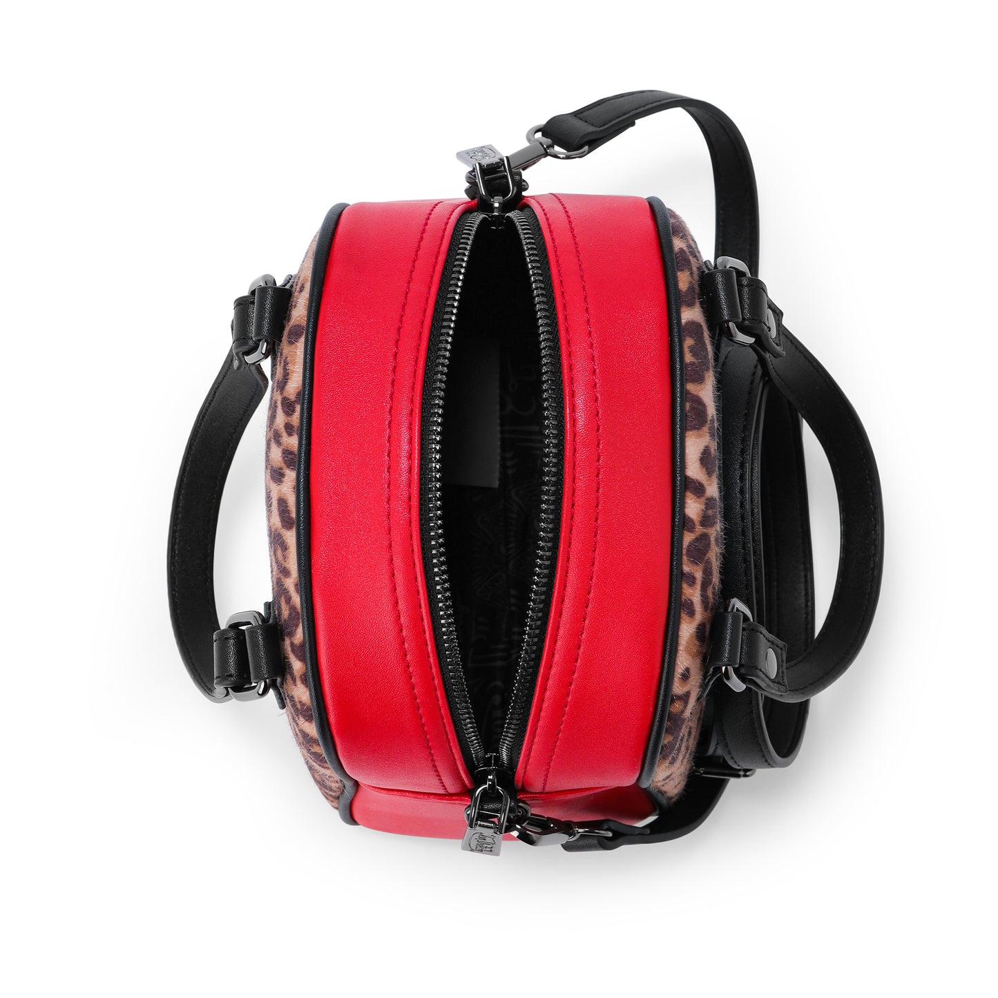 Red Leopard Vegan Pony Hair Bowling Bag